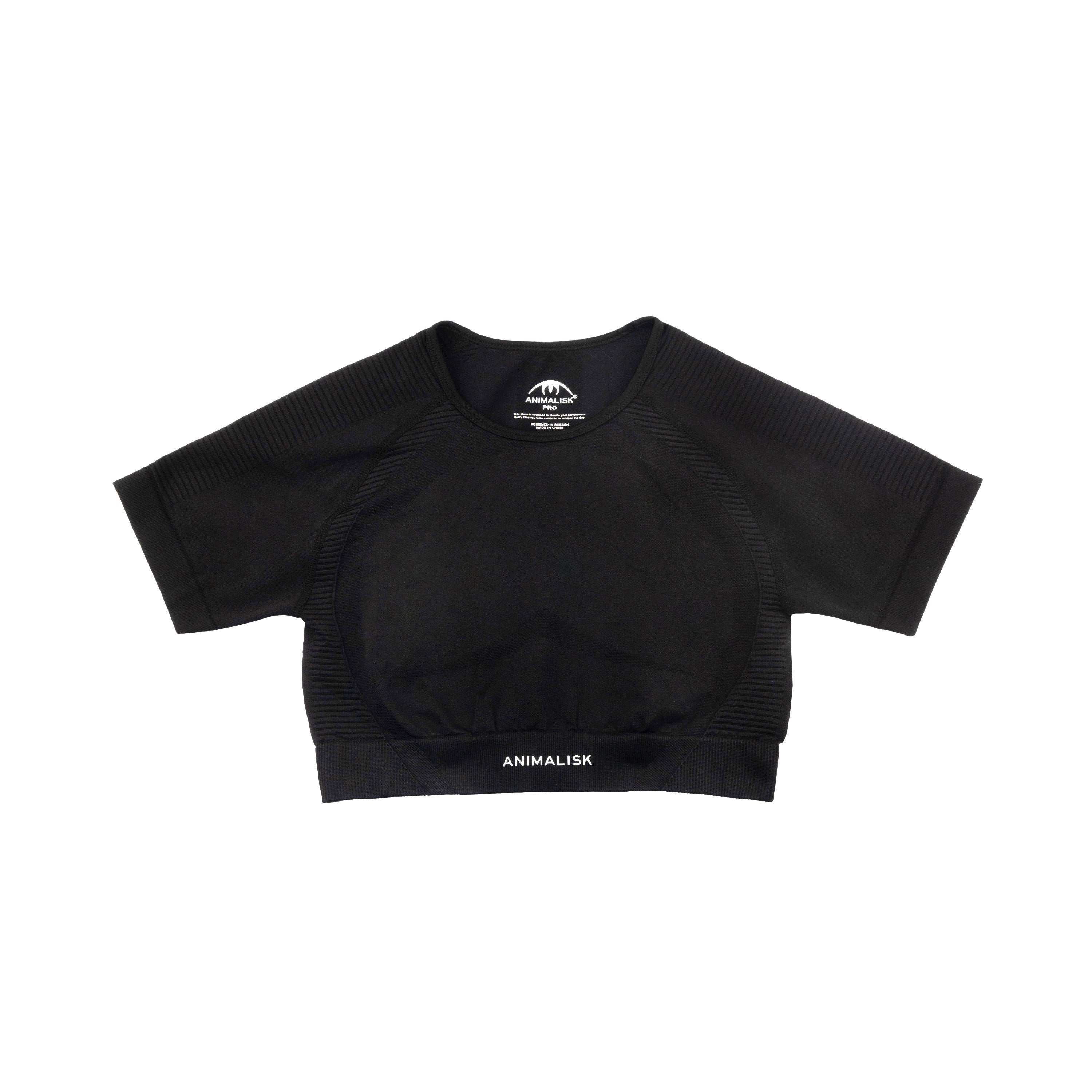 CoreLuxe™ Seamless Performance Cropped T-Shirt in Obsidian Black